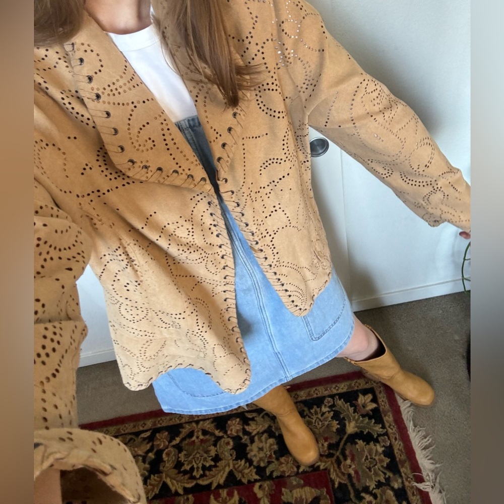 Chico's Tan Blazer with Embroidered Lapel - Picture 10 of 10